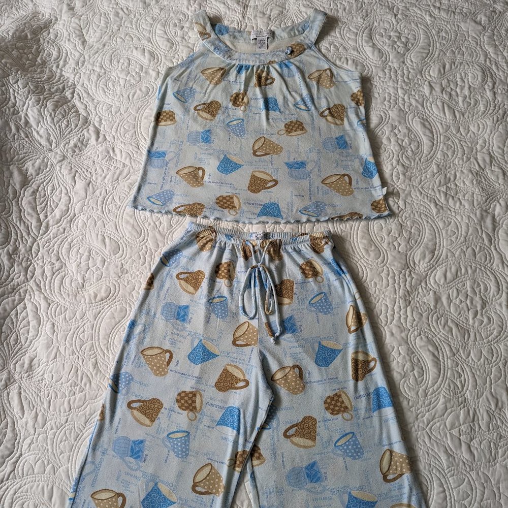 Karen Neuburger Encore Sleepwear 2 Piece Set Tank & Drawstring Cropped Pant PJs